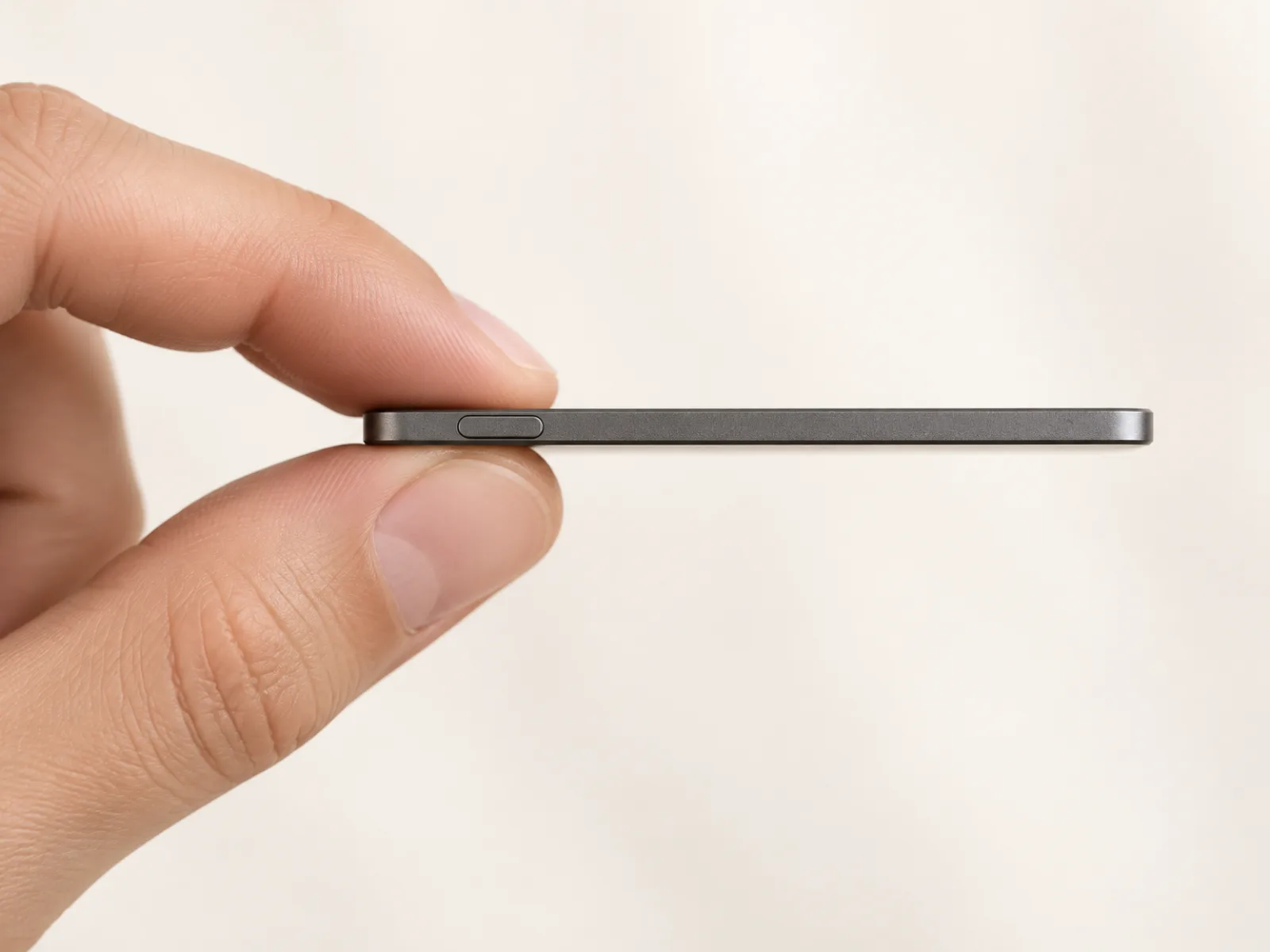 Meetly Card held edge-on between two fingers, about 3 mm thin.